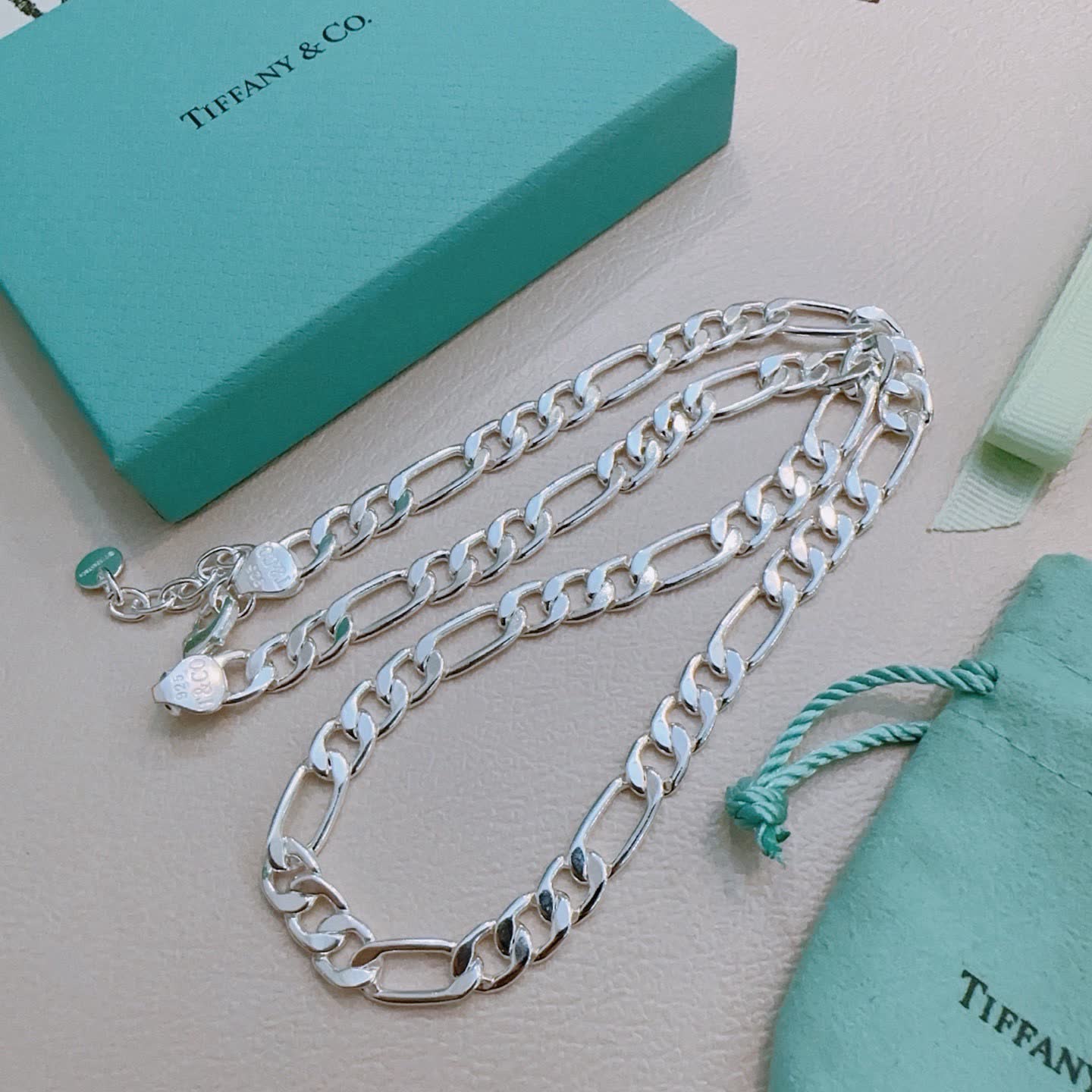 Tiffany & Co. Sterling Silver Figaro Chain Necklace